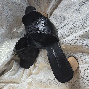 Dolce Gabbana Sandals;black with wooden heels,Size 9